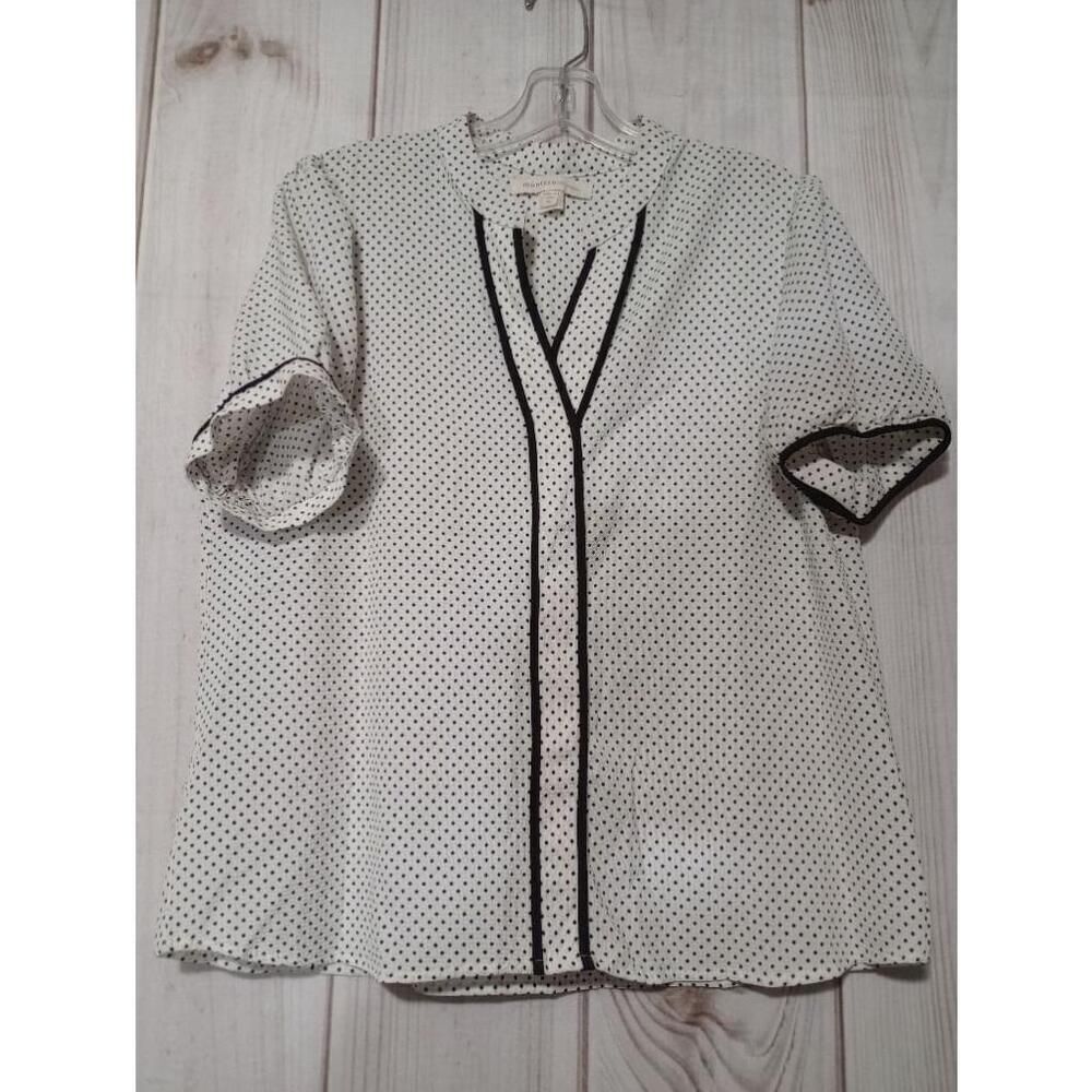 MONTEAU Shirt Ladies Extra Large Polka Dot‎ Short Sleeve Split Neck